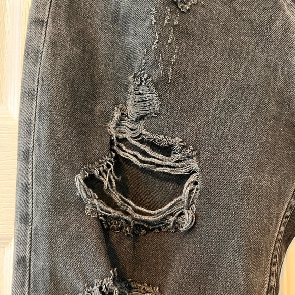 BDG Charcoal Kick Flare High Rise Cropped Distressed Jeans Urban Outfitters - Picture 8 of 15